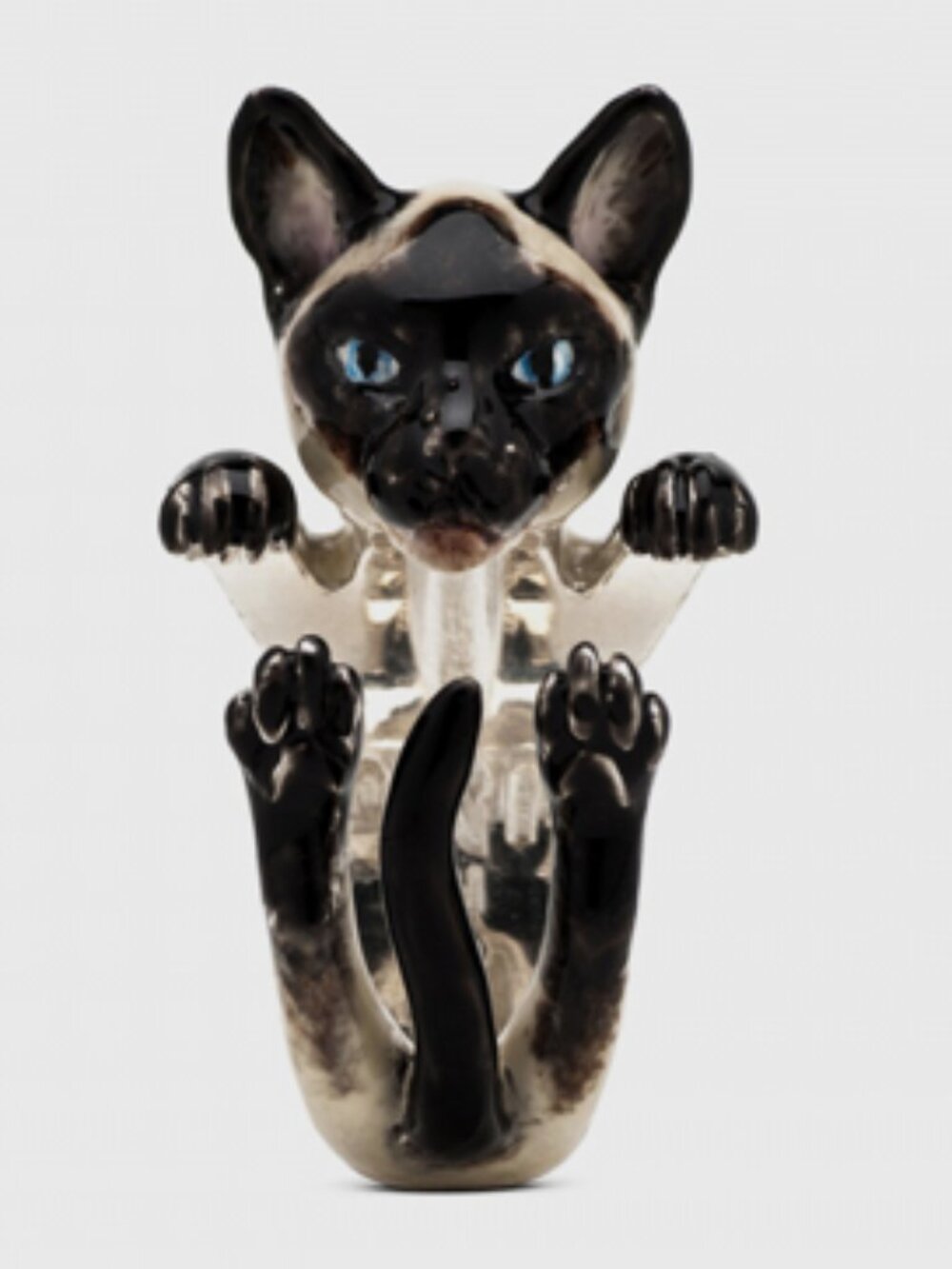 Nove25 Siamese Cat Hug Ring (Sterling Silver Enamel, Size Medium)